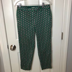 J Crew Factory Green Geometric Skimmer Pants